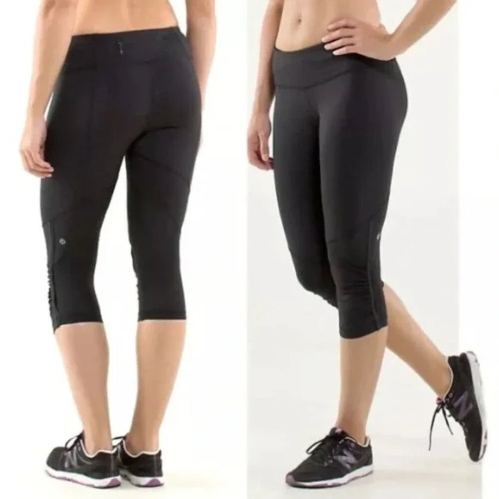 Black Lulu Capri Leggings | Lululemon Black Cropped Leggings - Size 6